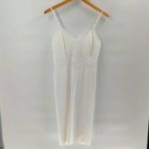 Vanity Fair White full body one piece lace slip dress 34 S tricot all  nylon vtg